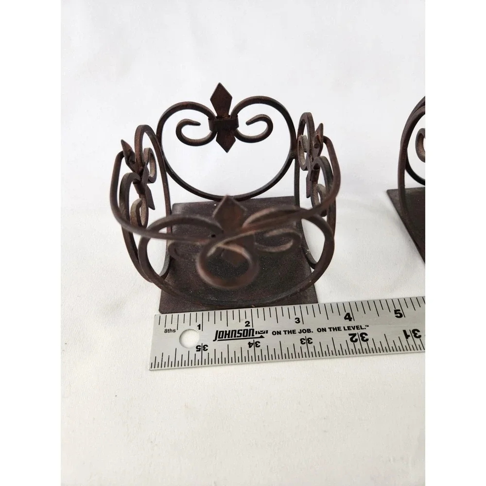 Set Home Interiors Wrought Iron Candle Pillar Holders Votive Bronze Fleur Basket